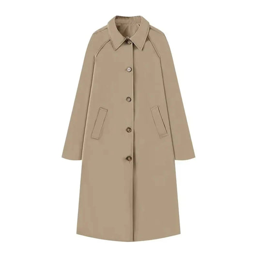 Women's Wool Blend Midi Coat Relaxed Fit - UrbanChic