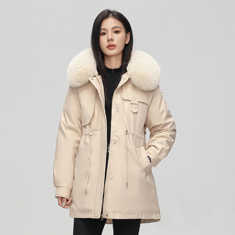 Women's Weatherproof Parka Jacket with Faux Fur Hood - WinterShield Off White