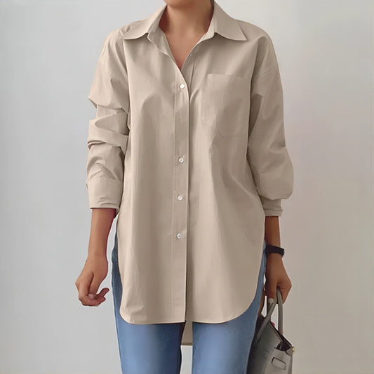 Women's Oversized Shirt - Relaxed Fit Button-Up, Everyday Chic - StyleEase