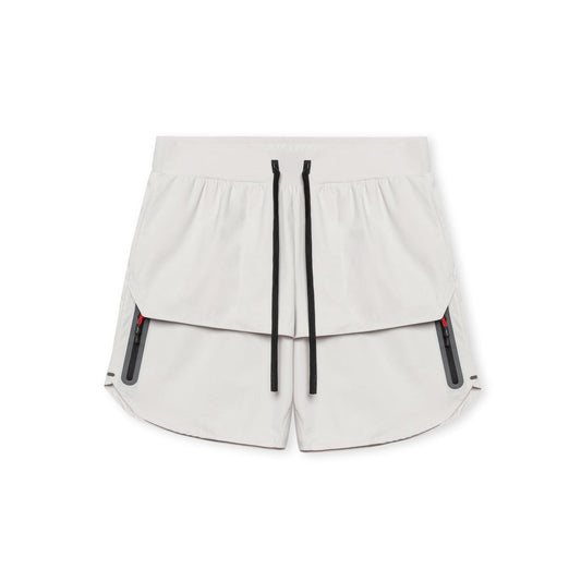 Men’s Athletic Shorts – Relaxed Fit – Breathable Blend – Zipper Pockets – Mid Thigh White Ash