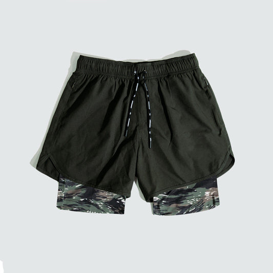 Men’s Training Shorts – Relaxed Fit – Compression Liner – Drawstring Waist Black