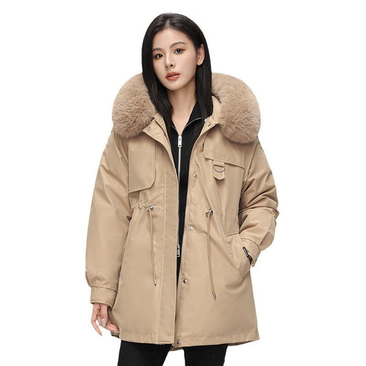 Women's Weatherproof Parka Jacket with Faux Fur Hood - WinterShield Khaki
