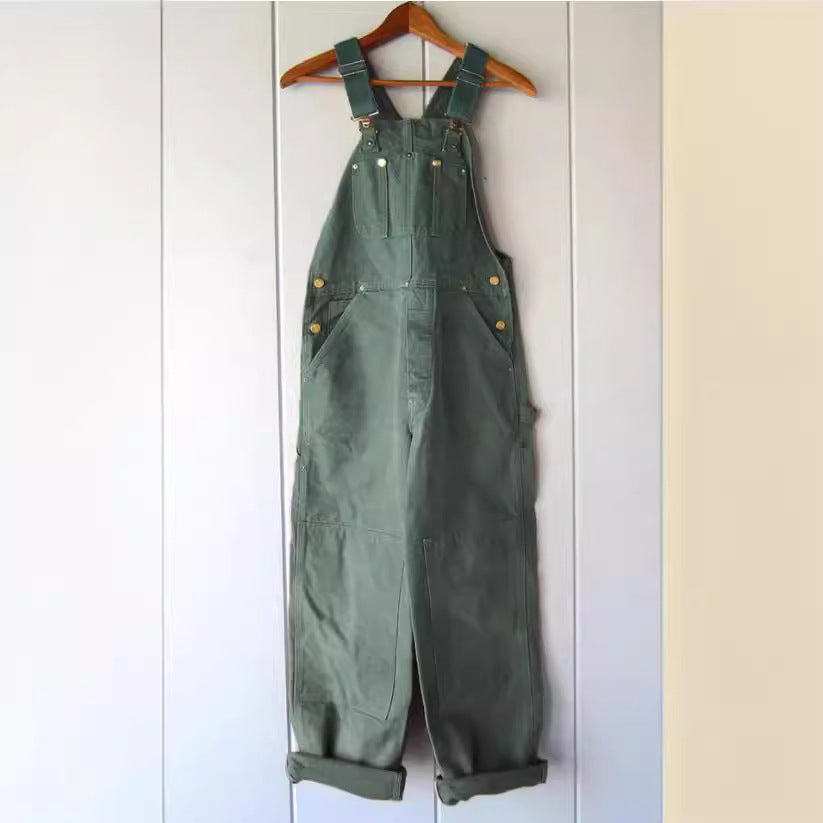 Women’s Overalls – Relaxed Fit – Cotton – Adjustable Straps – Full Length – Pocket Detail Green