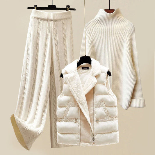 Women's Winter 3-Piece Set Soft Knit Loungewear - SnugStyle