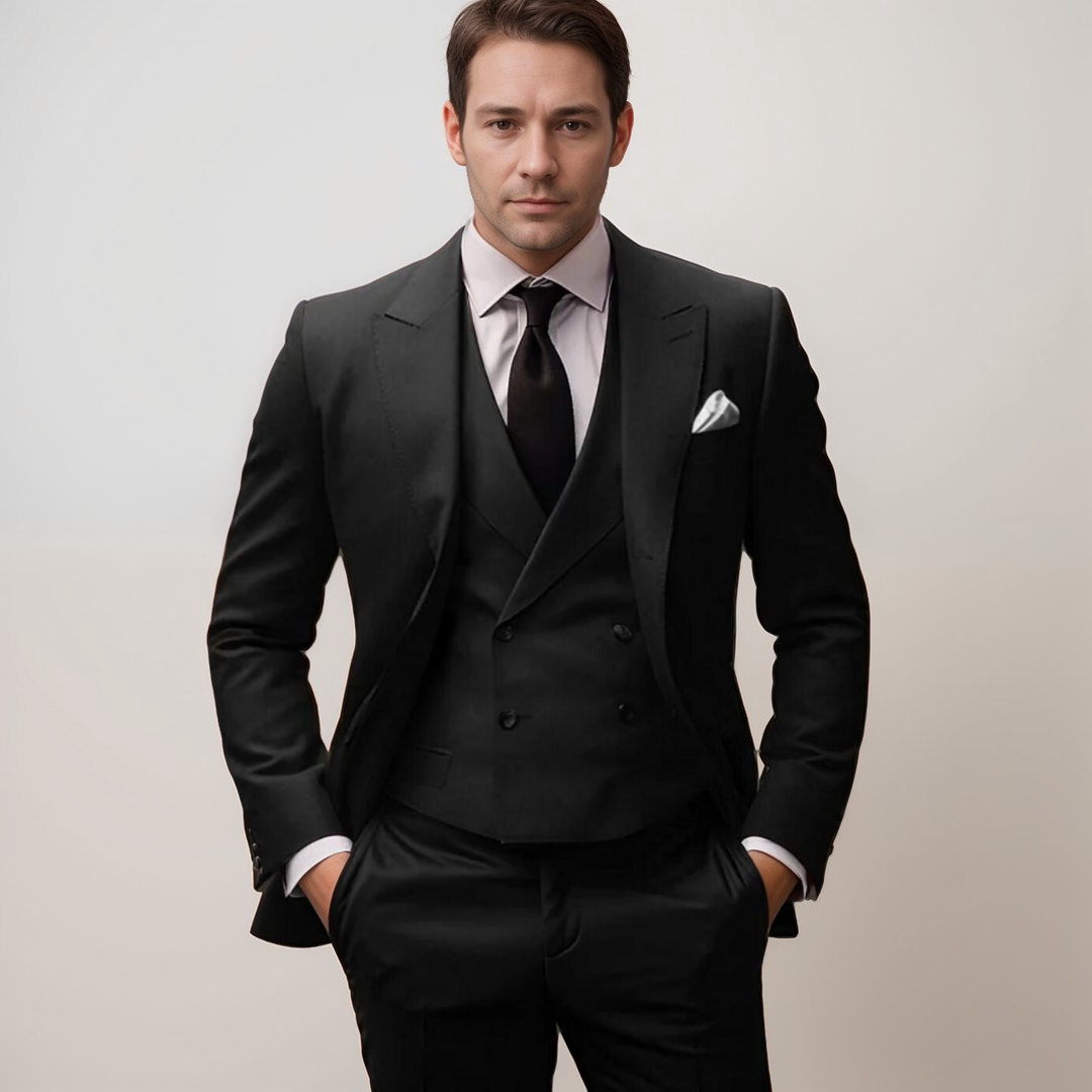 Men's 3-Piece Business Suit - Solid Blazer, Vest, Trousers - ExecutiveStyle
