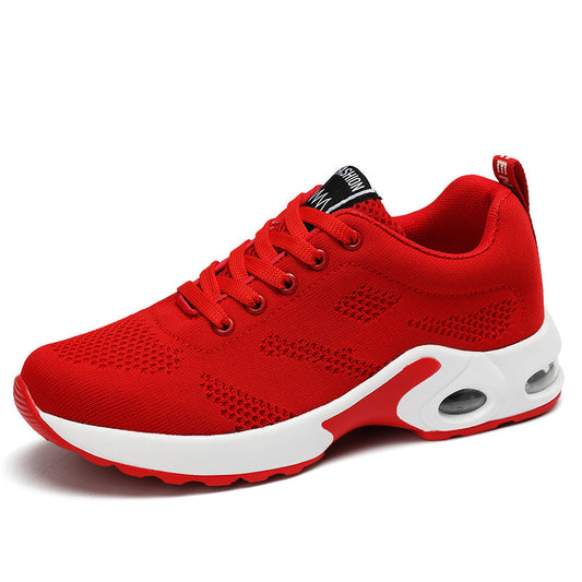 Women’s Running Shoes – Soft Knit – Cushioned Sole – Breathable Lace-Up Fit Red