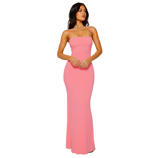 Women's Elegant Backless Bodycon Maxi Dress - EveningMuse