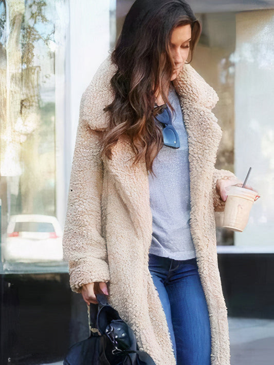 Women's Plush Faux Shearling Coat - Elegant Wide Lapel - ShearGlam