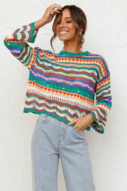 Women's Loose Knit Sweater Lightweight - StitchStyle