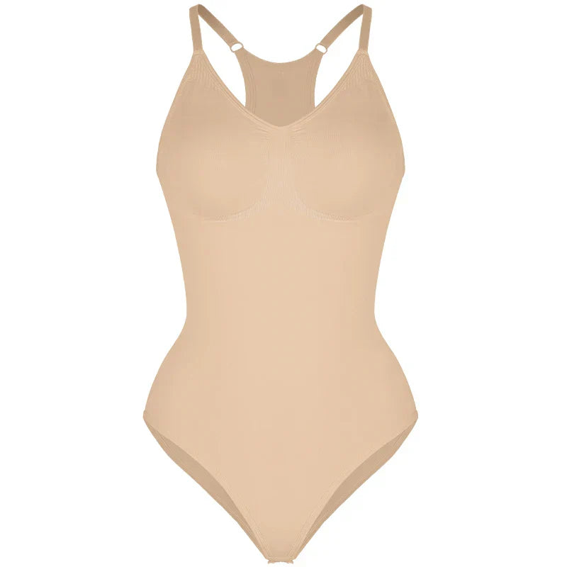 Women’s Bodysuit – Seamless Sculpting Fit – Tummy Control – Racerback Design Nude
