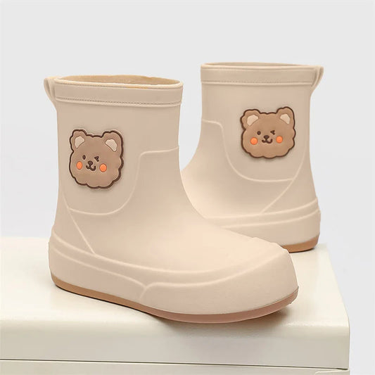 Women's Waterproof Ankle Rubber Boots Cute Bear Design - RainyDayz