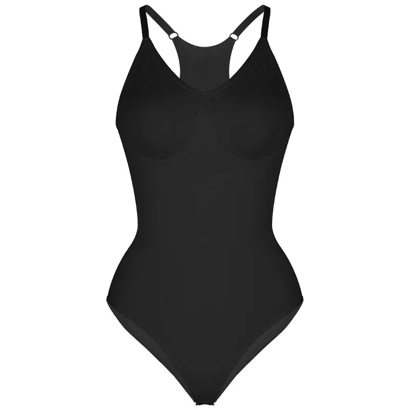 Women’s Bodysuit – Seamless Sculpting Fit – Tummy Control – Racerback Design Black