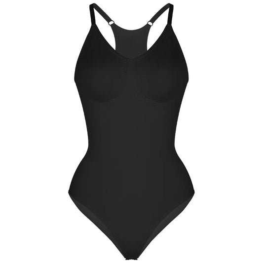 Women’s Bodysuit – Seamless Sculpting Fit – Tummy Control – Racerback Design Black