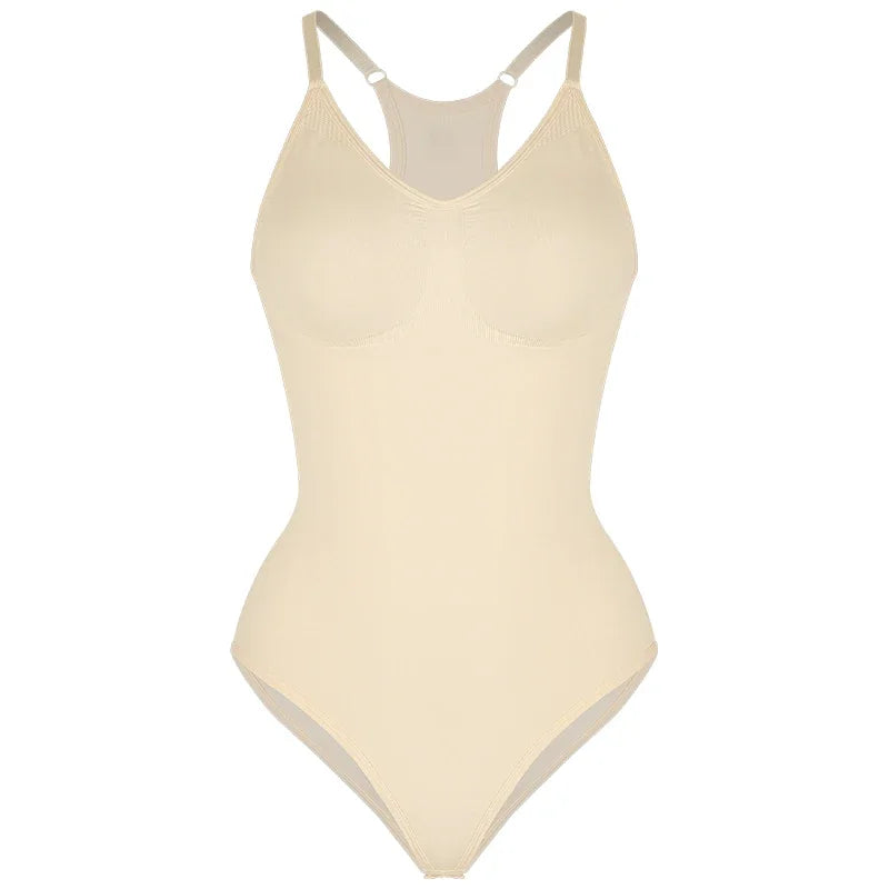 Women’s Bodysuit – Seamless Sculpting Fit – Tummy Control – Racerback Design Beige