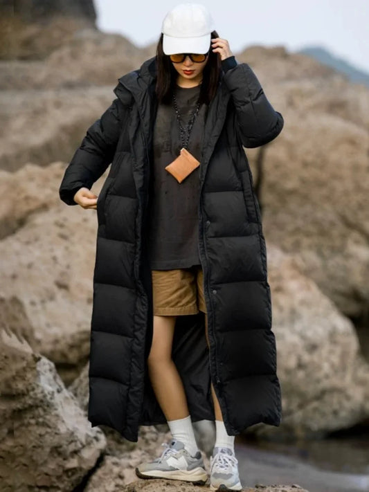 Women's casual winter hooded parka jacket Black