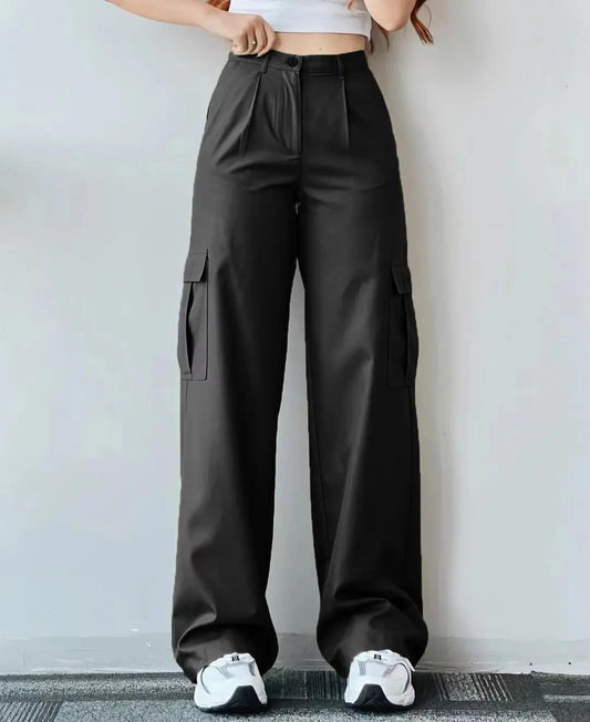 Women's Cotton High-Waist Cargo Pants - RetroCharm