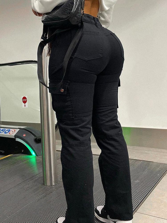 Women's Streetwear Cargo Pants with Utility Pockets - StreetStyle