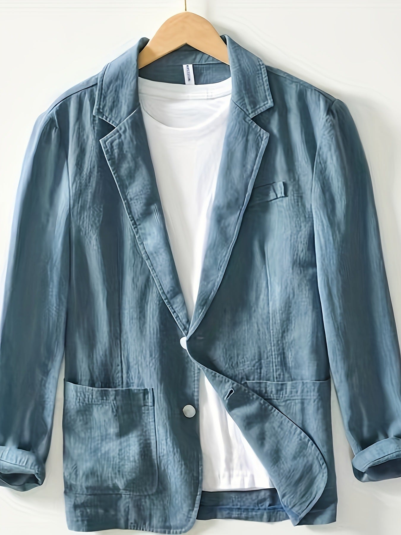 Men's Two-Button Blazer - Sleek Casual Style - UrbanEdge Sea Blue