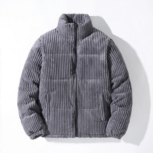 Women's Corduroy Puffer Jacket High Neck Quilted - WinterWarm