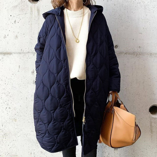 Women's Hooded Outdoor Coat - CozyChic Navy blue One size