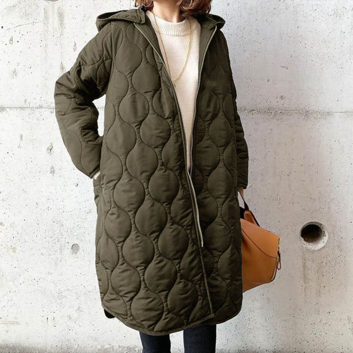 Women's Hooded Outdoor Coat - CozyChic Dark green One size