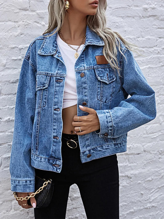 Women's Relaxed Fit Denim Jacket - Effortless Style, UrbanEdge