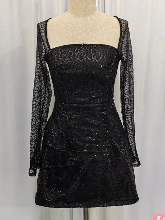 Sequin Mini Dress Bodycon Long Sleeve - PartySparkle