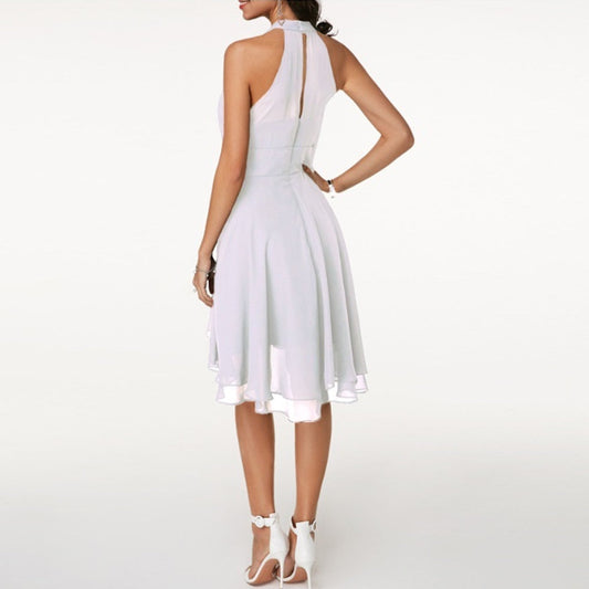 Chic Halter Mini Dress with High-Low Skirt - LayerLuxe
