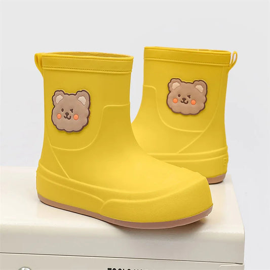 Women's Waterproof Ankle Rubber Boots Cute Bear Design - RainyDayz