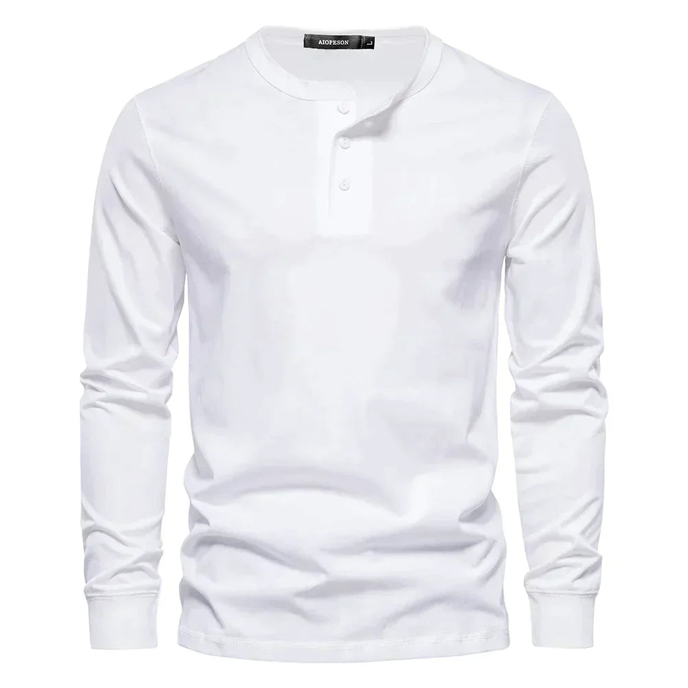 Men’s long sleeve collarless t-shirt White
