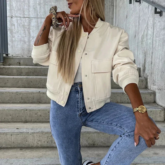 Women's Cropped Bomber Jacket Relaxed Fit - UrbanEdge