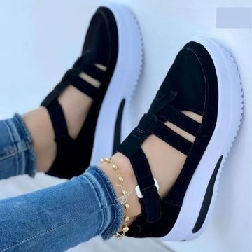 Women’s Platform Sandals – Strappy Design – Open Toe Casual Fit Black