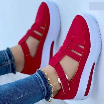 Women’s Platform Sandals – Strappy Design – Open Toe Casual Fit Red