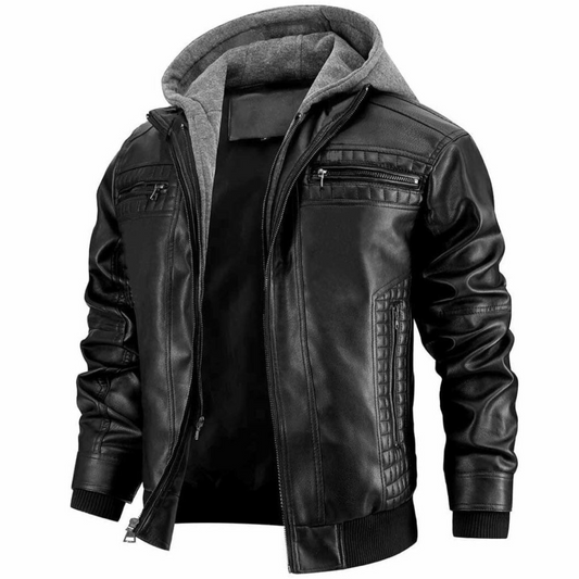 Men's Vintage Motorcycle Jacket Multi-Pocket Design - RetroRide Black