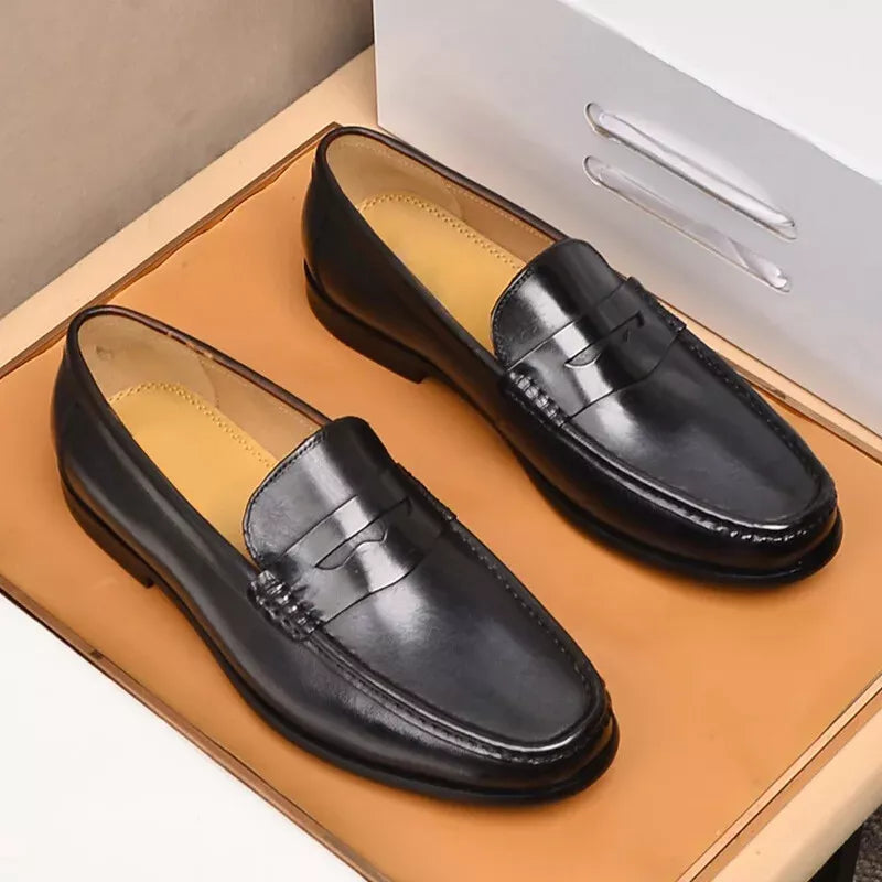 Men’s Loafers – Slip-On Penny Strap – Vegan Leather – Formal Streamlined Fit