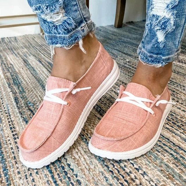 Women’s Lace-Up Shoes – Breathable Blend – Lightweight Fit – Cushioned Sole Pink