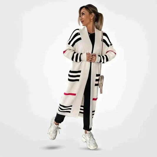 Women's Striped Knit Cardigan - Chic Layering Staple - StripeStyle