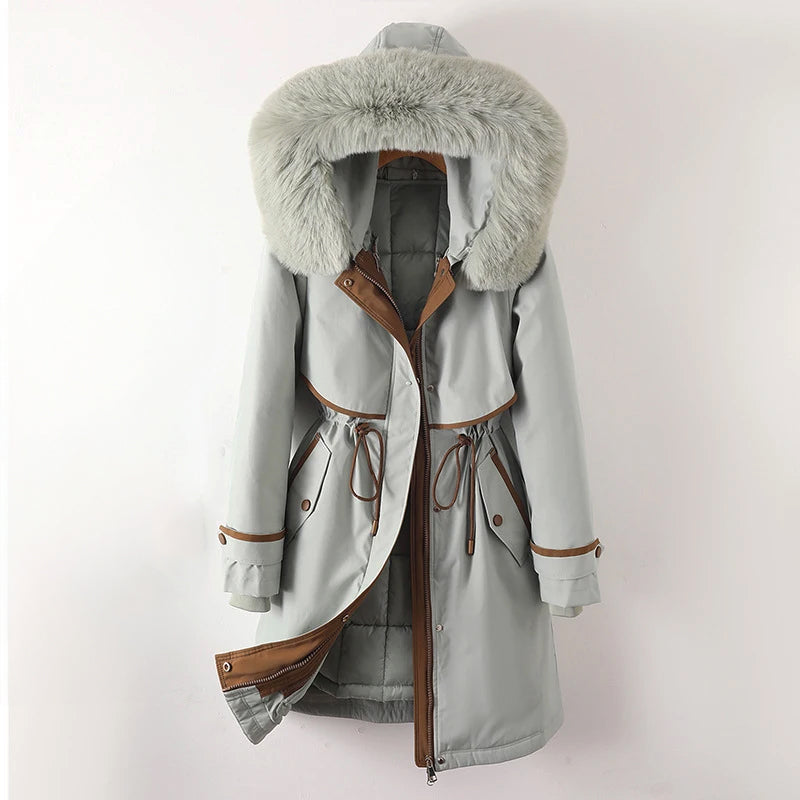 Women's cozy lined parka with hood Gray
