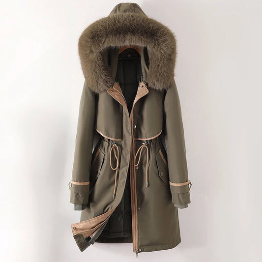 Women's cozy lined parka with hood Green