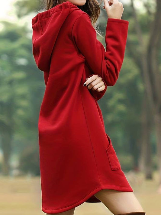 Women's Relaxed Fit Hoodie Dress with Pocket - ComfortChic