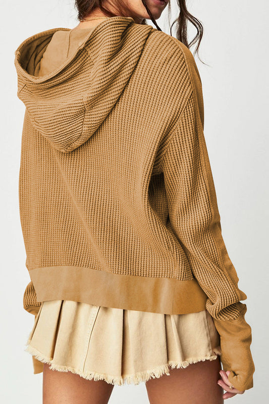 Women's Waffle-Knit Hooded Jacket - Cozy Chic Ermie