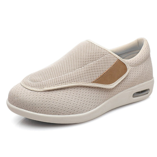 Men’s Comfort Shoes – Wide Fit – Soft Knit – Cushioned Sole – Adjustable Strap Beige