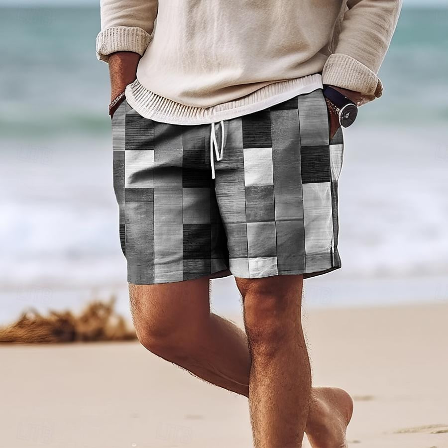 Men’s Swim Shorts – Quick Dry – Regular Fit – Mid-Thigh – Breathable Blend – Drawstring Waist Gray