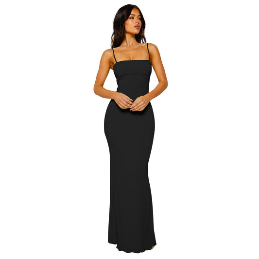 Women's Elegant Backless Bodycon Maxi Dress - EveningMuse