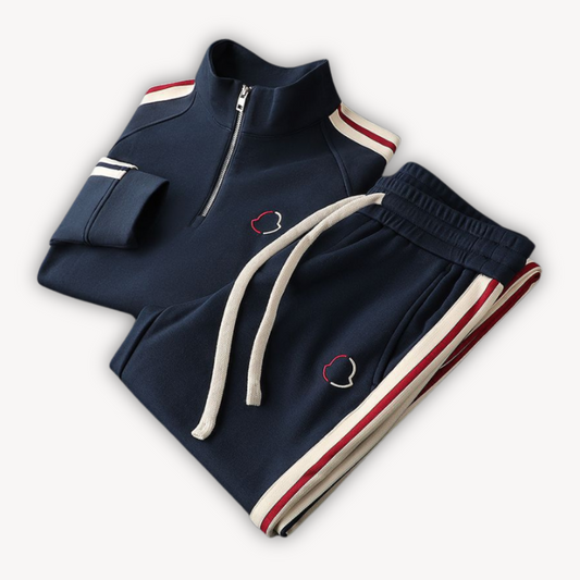 Men’s Tracksuit Set – Cotton Blend – Relaxed Fit – Zip-Up Jacket – Elastic Waist Blue