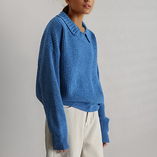 Women's Knitted Sweater, Long Sleeve, Relaxed Fit - CozyKnit