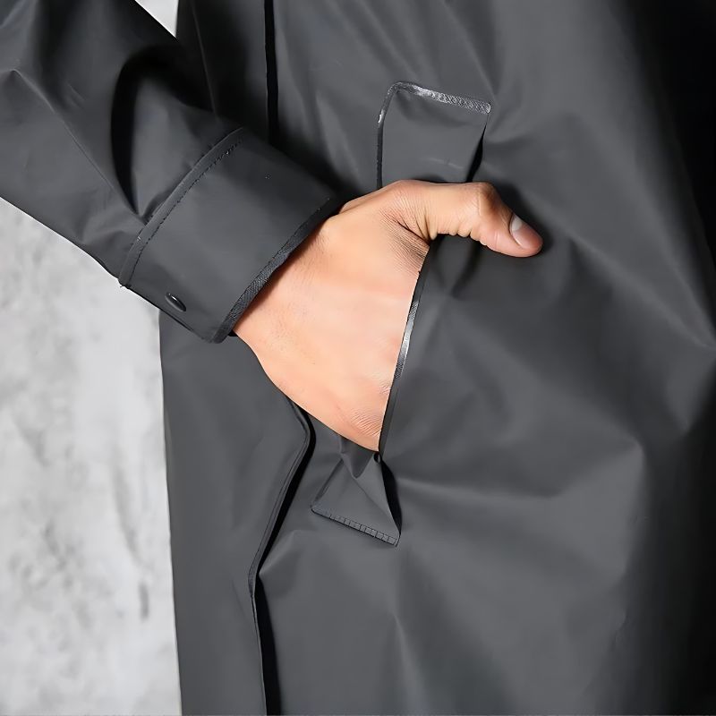 Men's Waterproof Hooded Raincoat Lightweight Knee-Length - AquaShield