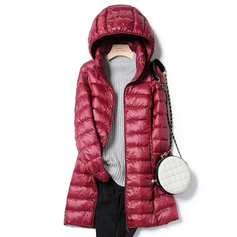Women's Ultralight Winter Jacket Warm Breathable - WinterEase Garnet