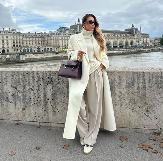 Women's Wool Blend Overcoat Oversized Fit - WinterCharm White