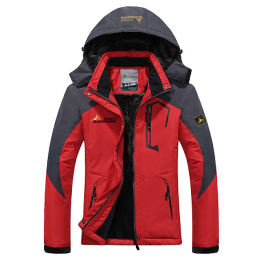 Men’s Parka Jacket – Windproof Shell – Fur Lined Hood – Standard Fit – Zipped Pockets Red